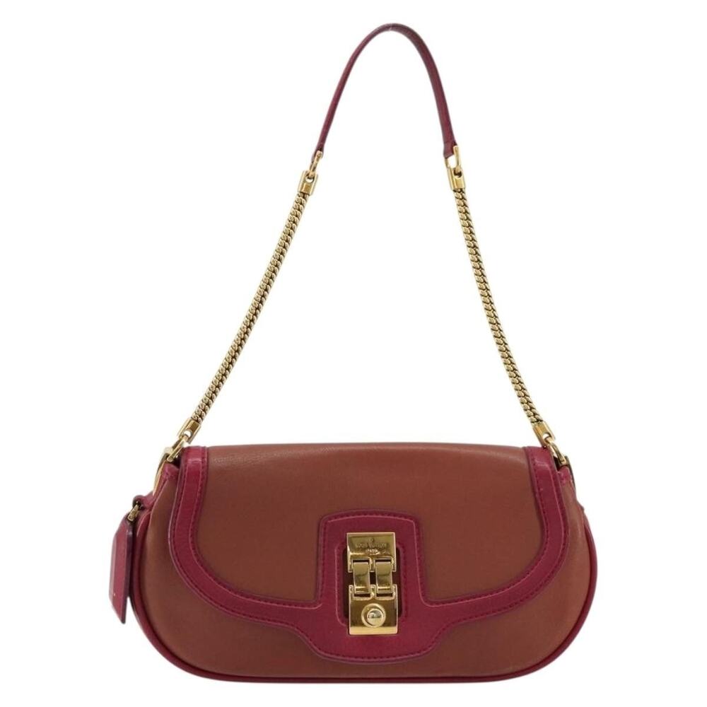 Louis Vuitton Leather Trapezi Art Deco Baguette Shoulder Bag Pink